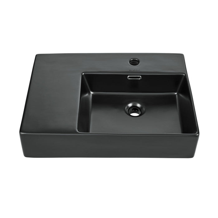 Swiss Madison St. Tropez 24 x 18 Ceramic Wall Hung Sink with Right Side Faucet Mount, Matte Black