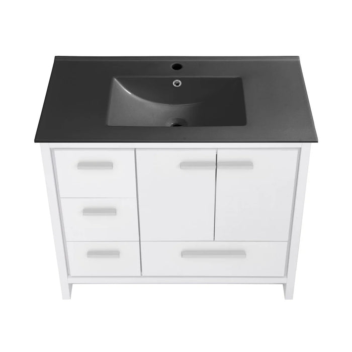 Swiss Madison Virage 36 in. White Bathroom Vanity With Black Ceramic Sink Top - SM-BV750WMB