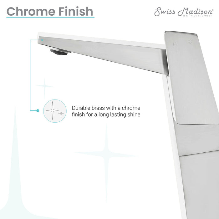 Swiss Madison Carre Single Hole, Single-Handle, High Arc Bathroom Faucet in Chrome