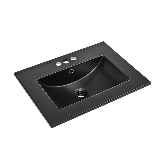 Swiss Madison 24" Ceramic Vanity Top with Three Faucet Holes in Matte Black
