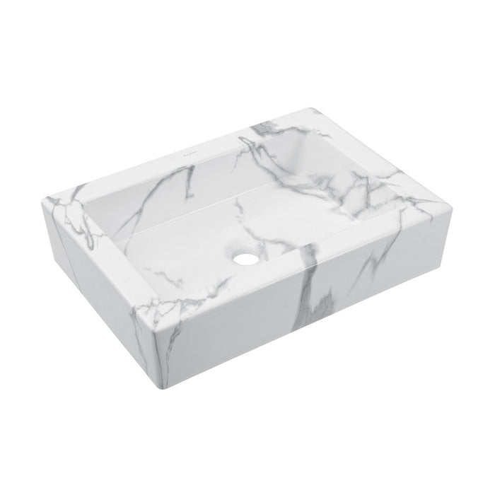 Swiss Madison Voltaire 22" Ceramic Vessel Bathroom Sink in White Marble