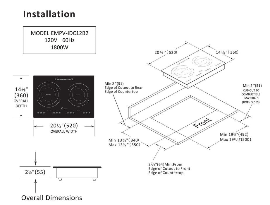 Empava 12 In. Induction Cooktop with 2 burners EMPV-IDC12B2