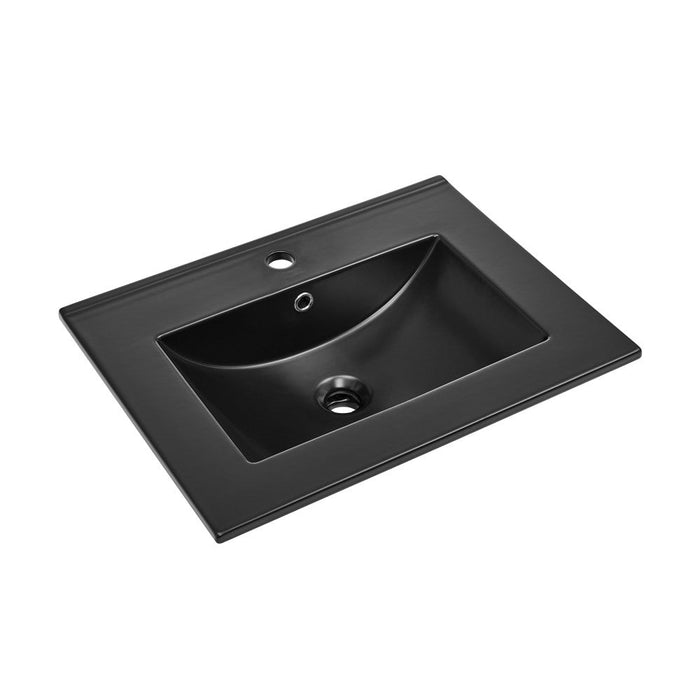 Swiss Madison 24" Ceramic Vanity Top with Single Faucet Hole in Matte Black