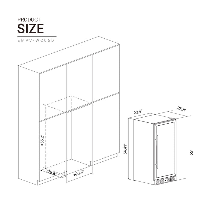 Empava 55" Tall Dual Zone 100 Bottle Wine Fridge EMPV-WC06D
