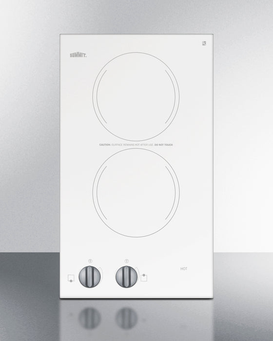 Summit 12" Wide 115V 2-Burner Radiant Cooktop CR2110WHE