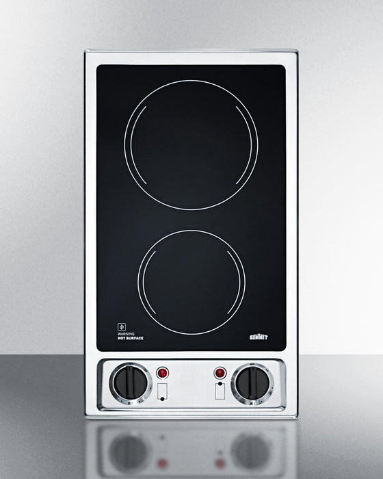 Summit 12" Wide 115V 2-Burner Radiant Cooktop CR2B120