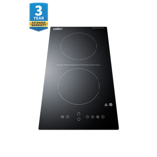 Summit 12" Wide 115V 2-Burner Radiant Cooktop With Safety Shutoff CRH2BT30115