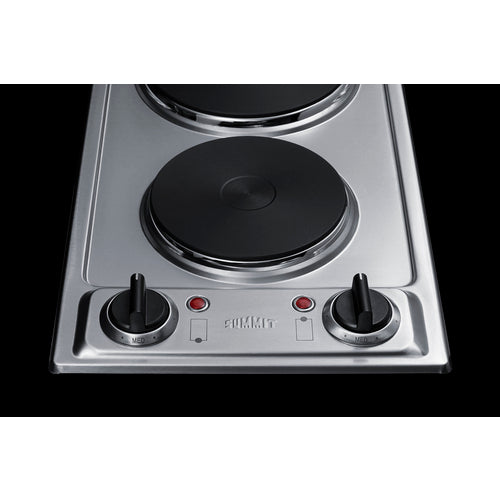 Summit 12" Wide 115V 2-Burner Solid Disk Cooktop CSD2B115