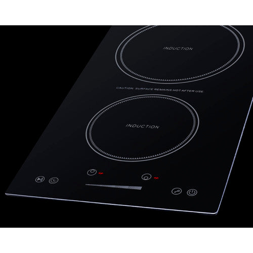 Summit 12" Wide 115V 2-Zone Induction Cooktop, Cord Included SINC2B115