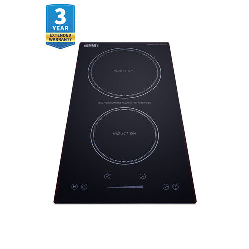 Summit 12" Wide 115V 2-Zone Induction Cooktop With Safety Shutoff SINCH115V2B