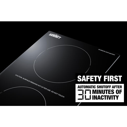 Summit 12" Wide 115V 2-Zone Induction Cooktop With Safety Shutoff SINCH115V2B