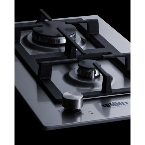 Summit 12" Wide 2-Burner Gas Cooktop In Stainless Steel GCJ2SS