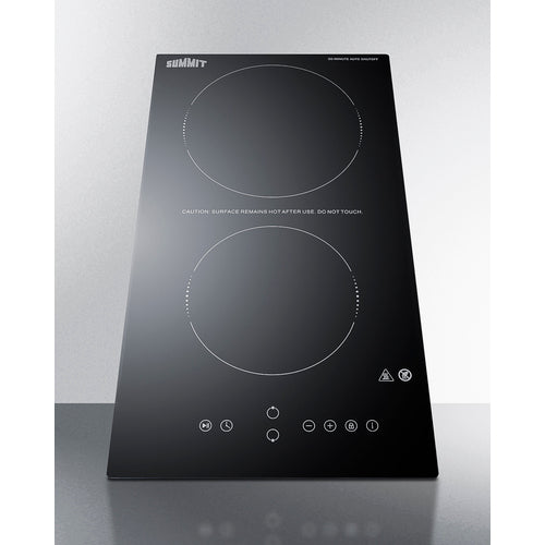 Summit 12" Wide 230V 2-Burner Radiant Cooktop With Safety Shutoff CRH2BT30230