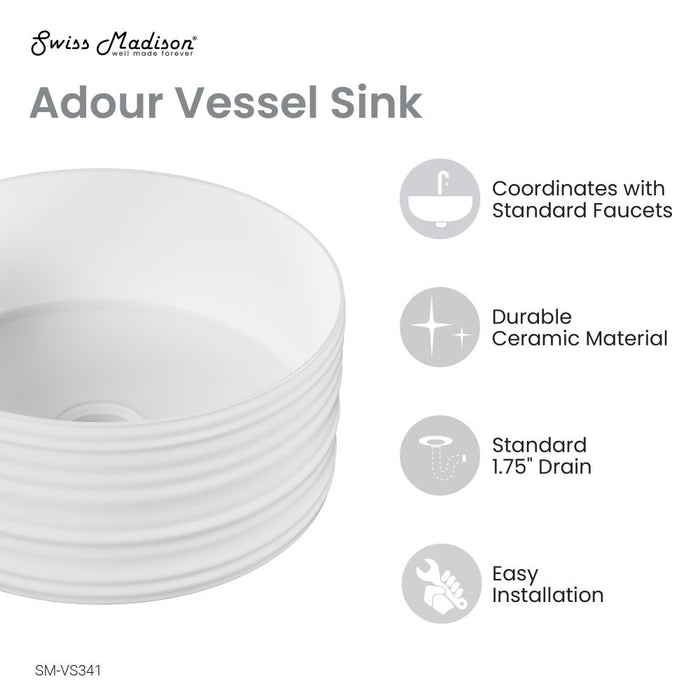 Swiss Madison Adour 16'' Vessels Sink in White