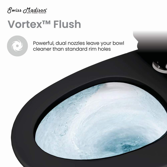 Swiss Madison Ivy One Piece Toilet Dual Vortex Flush in Glossy Black 1.1/1.6 gpf