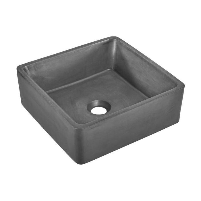 Swiss Madison Lisse 15" Square Concrete Vessel Bathroom Sink in Dark Grey - SM-VSC101E