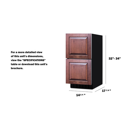 Summit 15" Wide 2-Drawer All-Refrigerator, ADA Compliant (Panels Not Included) ASDR1524PNR