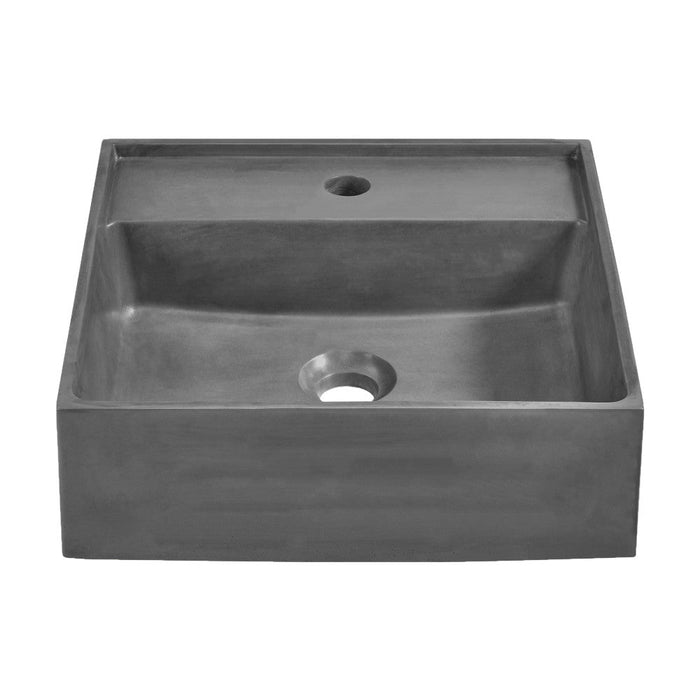 Swiss Madison Lisse 16" Square Concrete Vessel Bathroom Sink in Dark Grey - SM-VSC102E