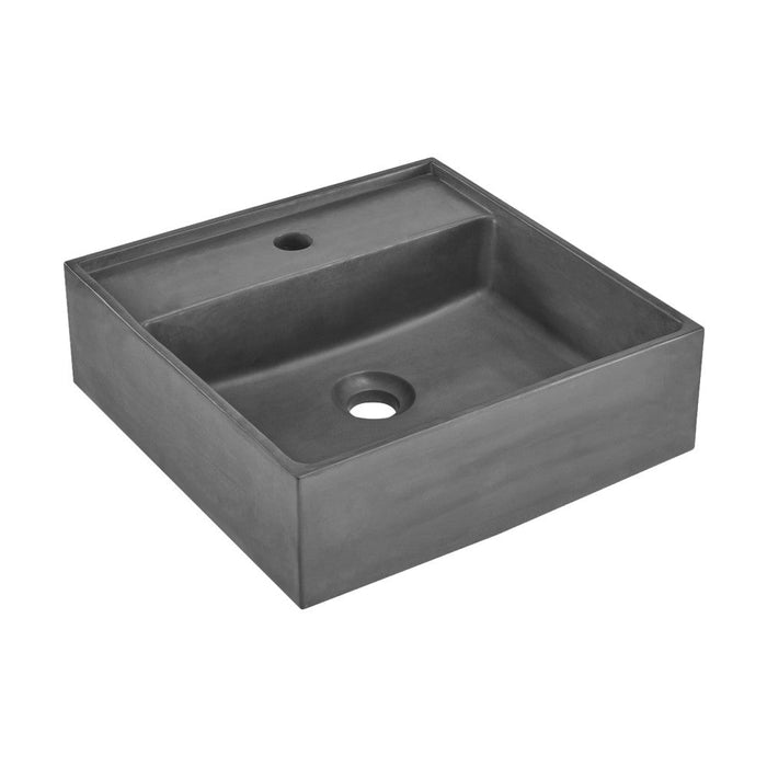 Swiss Madison Lisse 16" Square Concrete Vessel Bathroom Sink in Dark Grey - SM-VSC102E