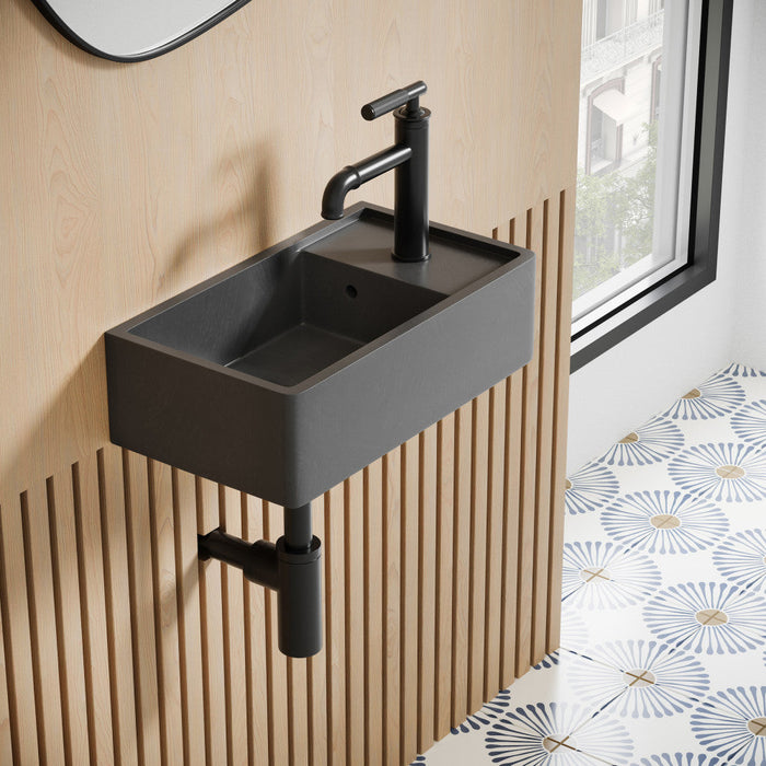 Swiss Madison Lisse 16" Rectangle Concrete Wall-Mount Bathroom Sink in Dark Grey - SM-WSC111E