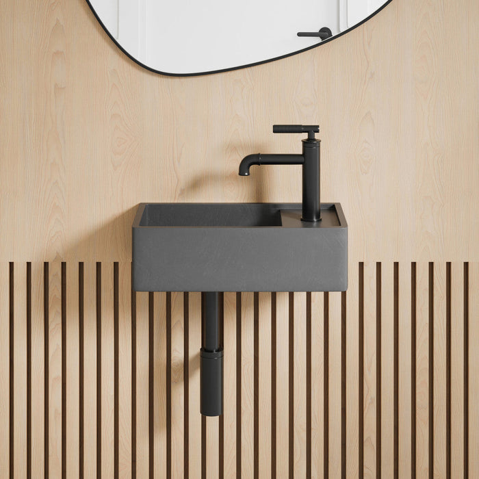 Swiss Madison Lisse 16" Rectangle Concrete Wall-Mount Bathroom Sink in Dark Grey - SM-WSC111E