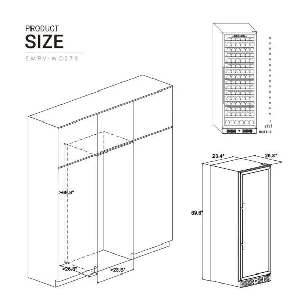 Empava Wine Cooler 70" Tall Wine Fridge EMPV-WC07S