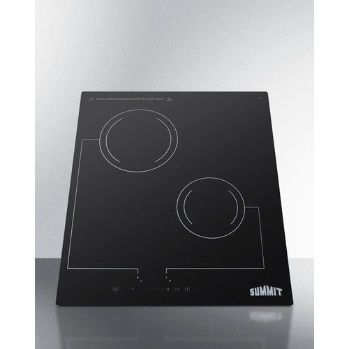 Summit 18" Wide 220V 2-Burner Radiant Cooktop CR2B228T