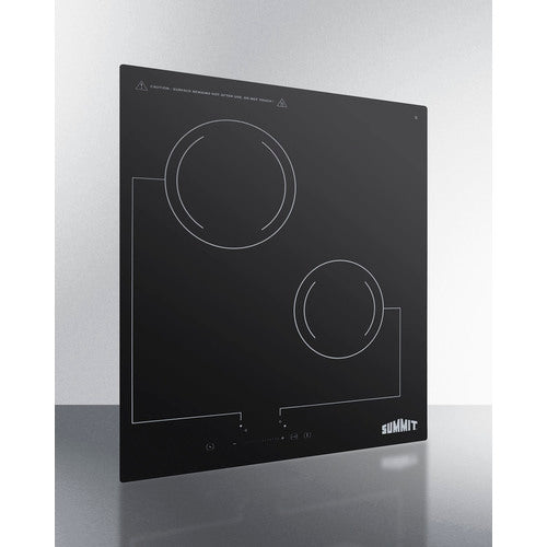 Summit 18" Wide 220V 2-Burner Radiant Cooktop CR2B228T