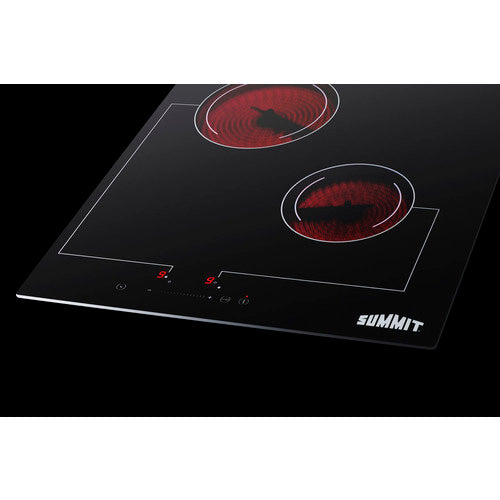 Summit 18" Wide 220V 2-Burner Radiant Cooktop CR2B228T