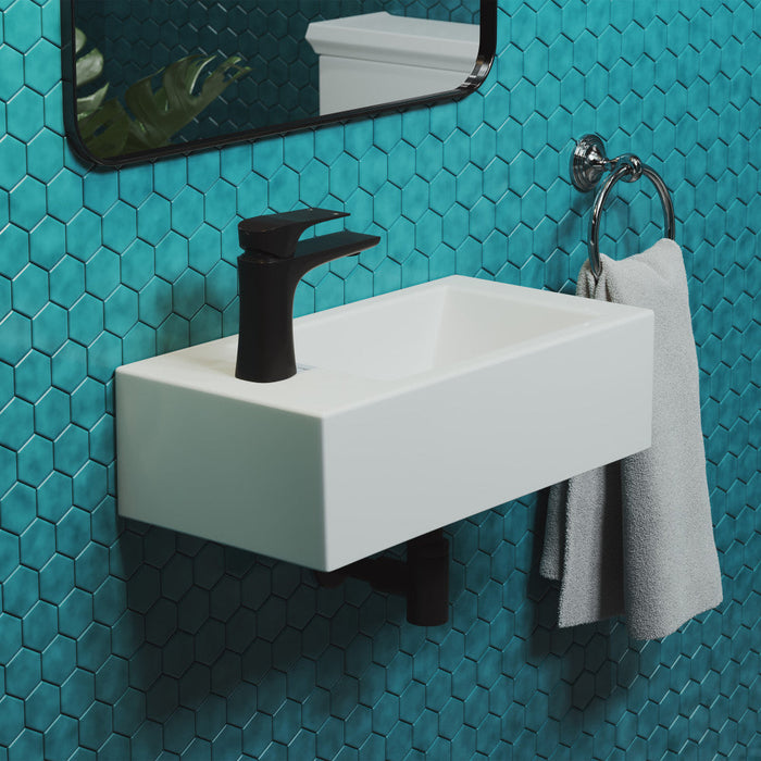 Swiss Madison Voltaire 19.5 x 10 Rectangular Ceramic Wall Hung Sink with Left Side Faucet Mount - SM-WS315