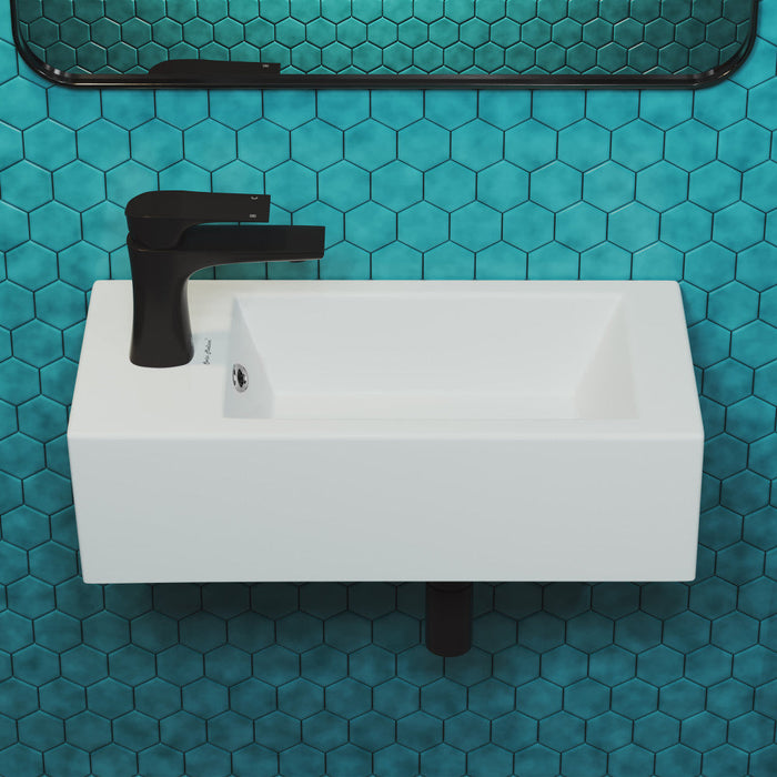 Swiss Madison Voltaire 19.5 x 10 Rectangular Ceramic Wall Hung Sink with Left Side Faucet Mount - SM-WS315