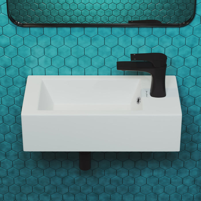 Swiss Madison Voltaire 19.5 x 10 Rectangular Ceramic Wall Hung Sink with Right Side Faucet Mount - SM-WS316