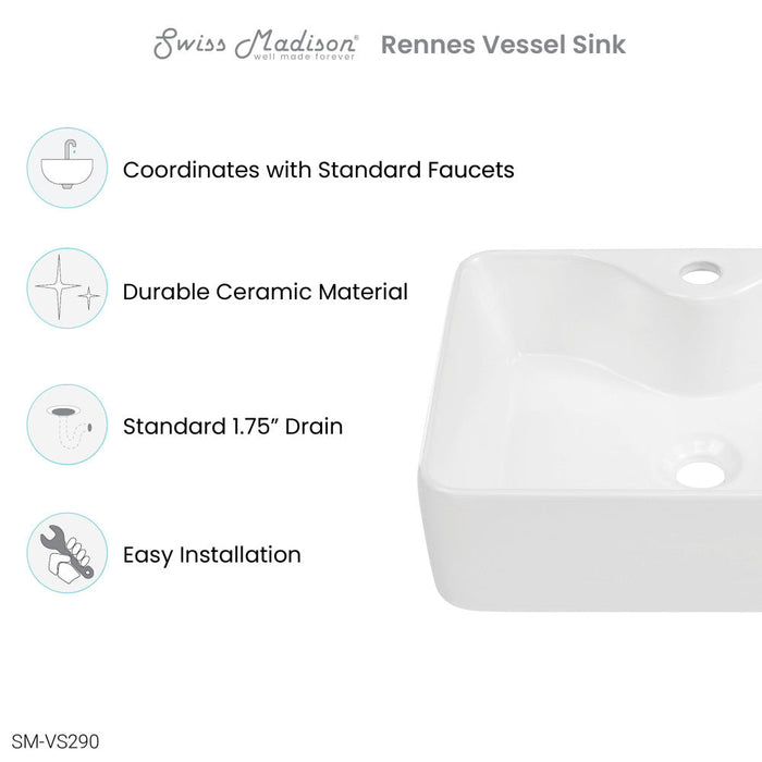 Swiss Madison Rennes 19" Vessel Sink in Glossy White - SM-VS290