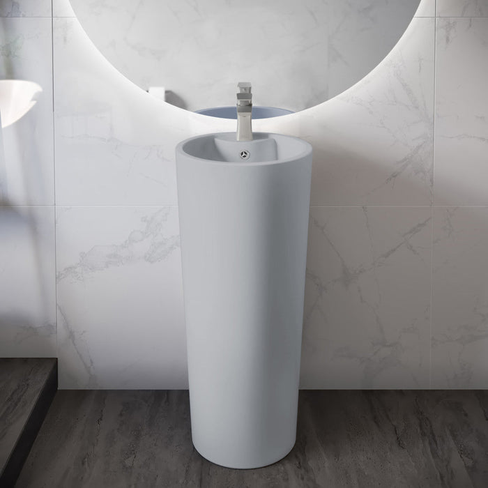 Swiss Madison Monaco Circular Basin Pedestal Sink Matte Grey