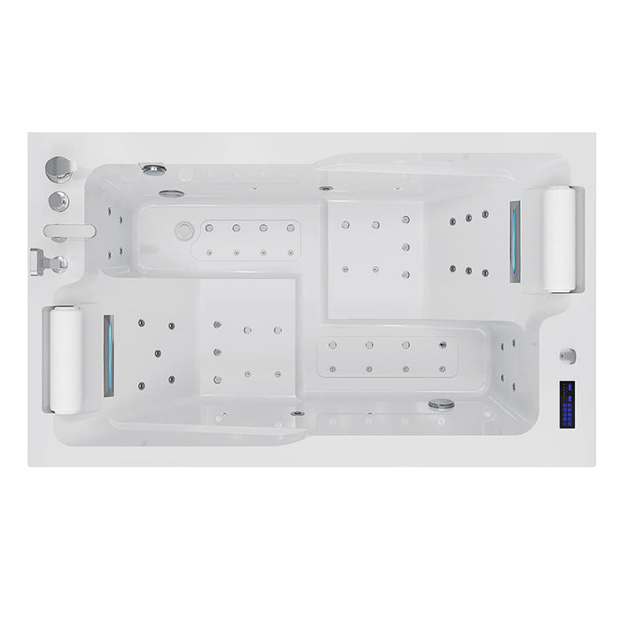 Empava 71 In. Alcove Massage Thermostatic 2-Person LED Tub With Right Drain EMPV-71JT802