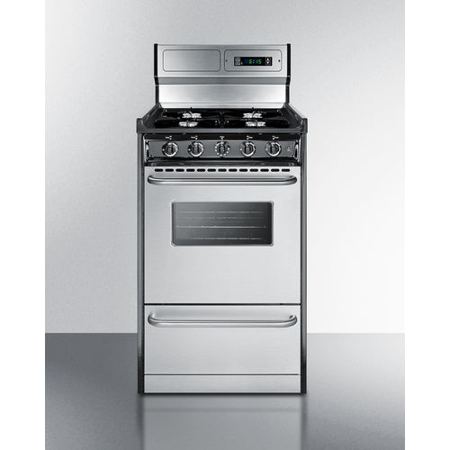 Summit 20" Wide Gas Range, Open Burners TNM1307BKW