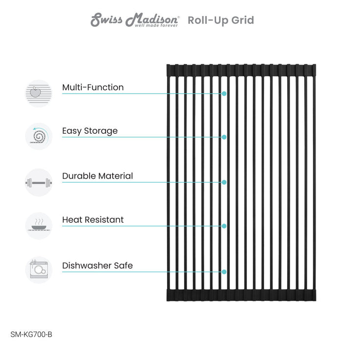 Swiss Madison 20 x 12 " Kitchen Sink Grid, Black - SM-KG700-B