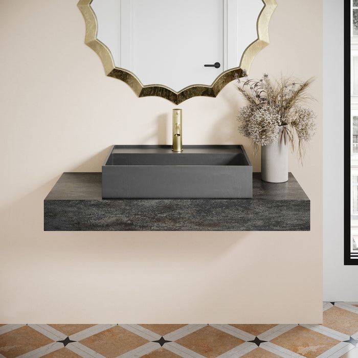 Swiss Madison Lisse 23.5" Rectangle Concrete Vessel Bathroom Sink in Dark Grey - SM-VSC103E