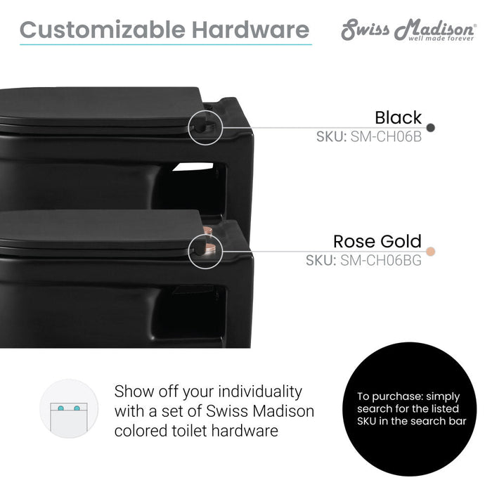 Swiss Madison Ivy Wall-Hung Elongated Toilet Bowl in Matte Black