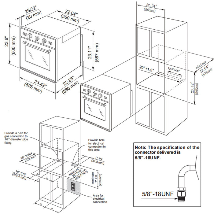 Empava 24 inch 2.3 Cu. ft. Gas Wall Oven - Only For LPG EMPV-24WO10L