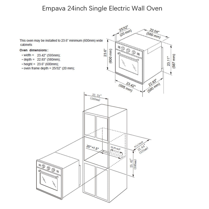 Empava 24 in. Electric Single Wall Oven EMPV-24WOA01