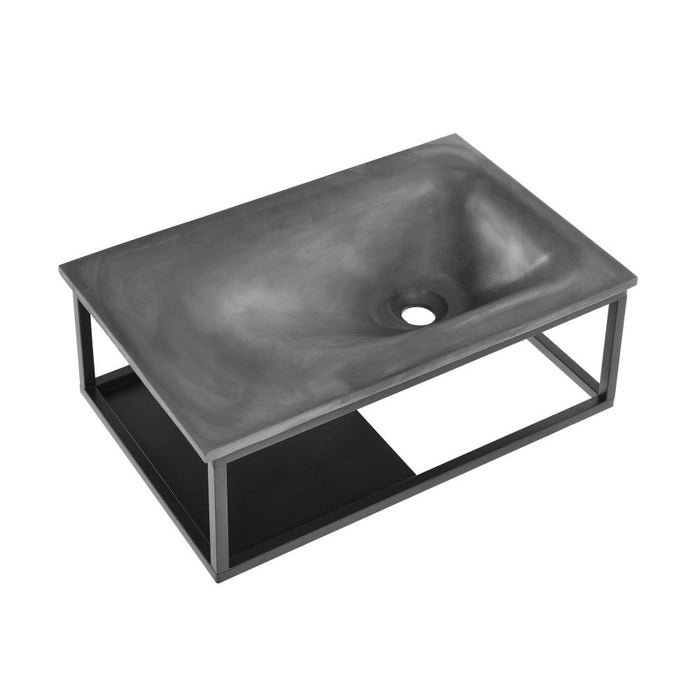 Swiss Madison Lisse 24" Rectangle Concrete Wall-Mount Bathroom Sink in Dark Grey - SM-WSC112E