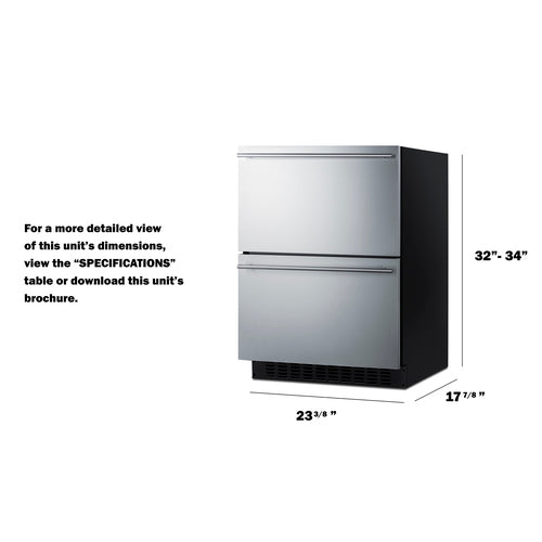 Summit 24" Wide 2-Drawer All-Refrigerator, ADA Compliant ASDR2414