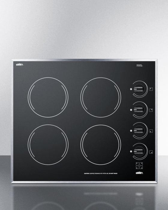 Summit 24" Wide 230V 4-Burner Radiant Cooktop CR424BL