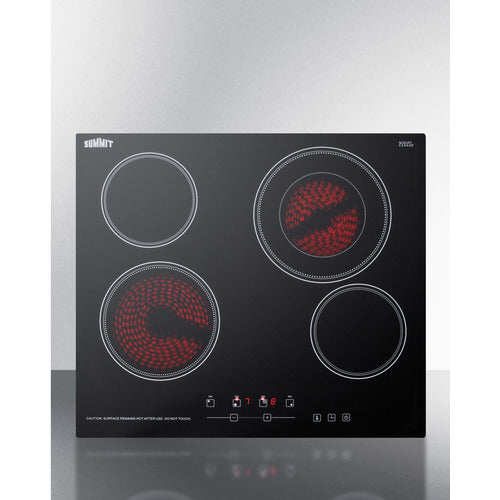 Summit 24" Wide 230V 4-Burner Radiant Cooktop CR4B23T5B