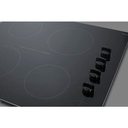 Summit 24" Wide 230V 4-Burner Radiant Cooktop CR4B242BK