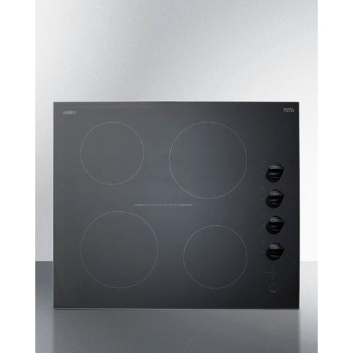 Summit 24" Wide 230V 4-Burner Radiant Cooktop CR4B242BK