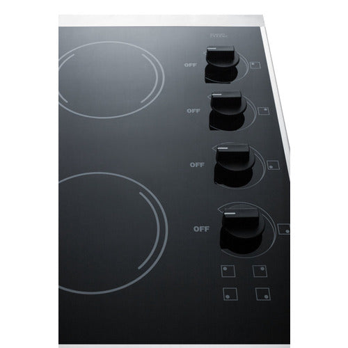 Summit 24" Wide 230V 4-Burner Radiant Cooktop CRS426BL