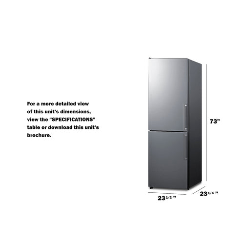 Summit 24" Wide Bottom Freezer Refrigerator FFBF235PLLHD