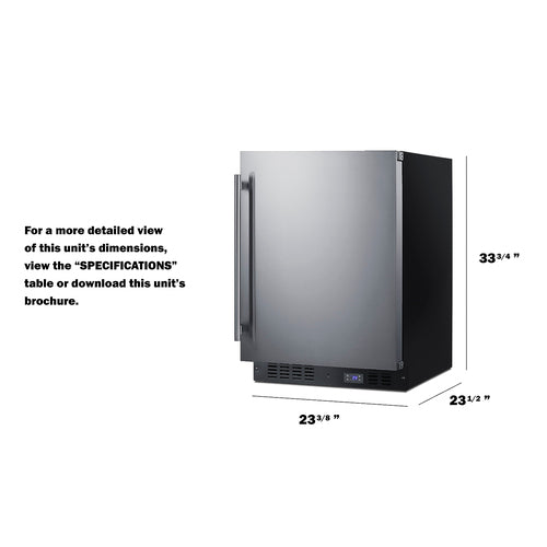 Summit 24" Wide Built-In All-Freezer With Icemaker SCFF53BSSIM